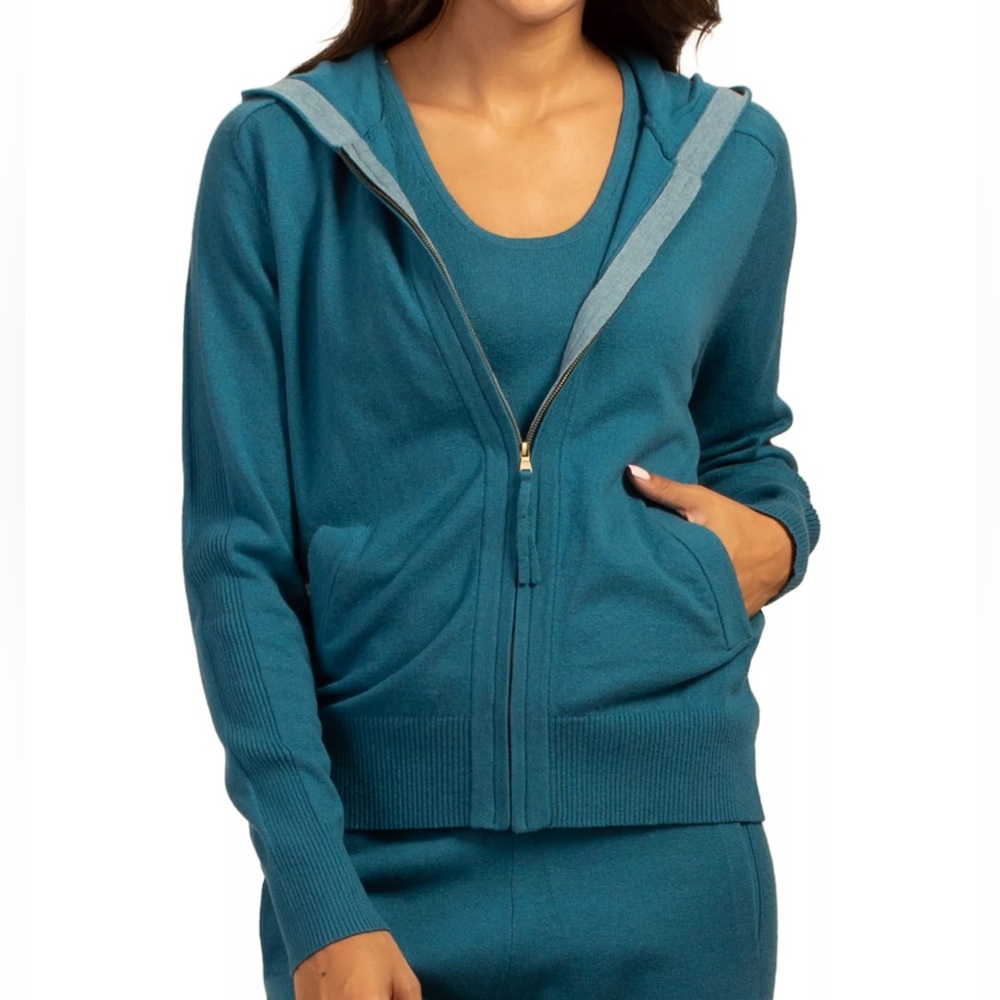 $298.00 Trina Turk Delacorte Zip Hoodie   Deep Abyss SZ S